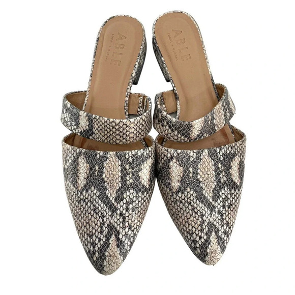 Able Joselyne Reptile Embossed Leather Pointed Toe Slip On Flats Shoes Size 8.5 - Picture 2 of 16